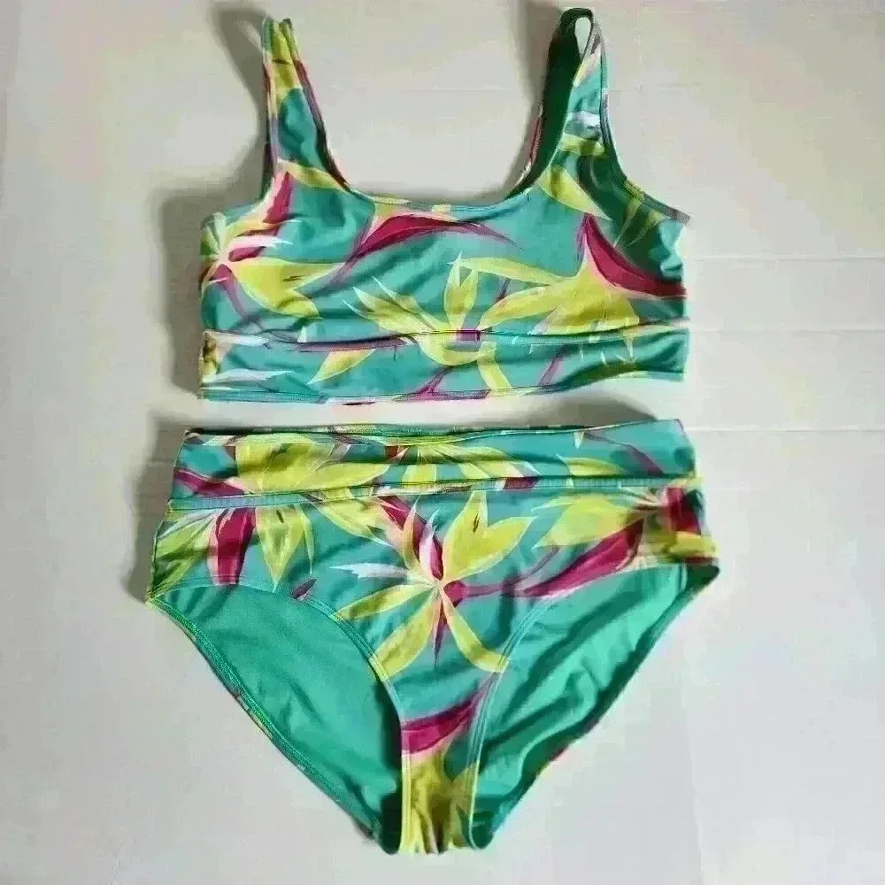 Old Navy Floral Colorful Plus Bikini XXL Summer Beach Coastal Tropical Vacation